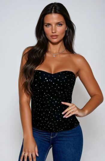 YesX YX895 black sequin corset front view