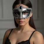 OHMAMA Seductive Black Diamond Gray Venetian Mask