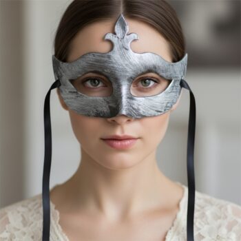 OHMAMA Luxe Flower de Lis Silver Venetian Mask