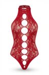 YesX YX739 Red Lace Cut-Out High Neck Bodystocking
